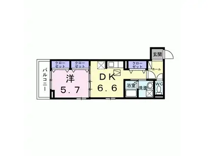 ヒカルサ京都梅津東(1DK/1階)の間取り写真