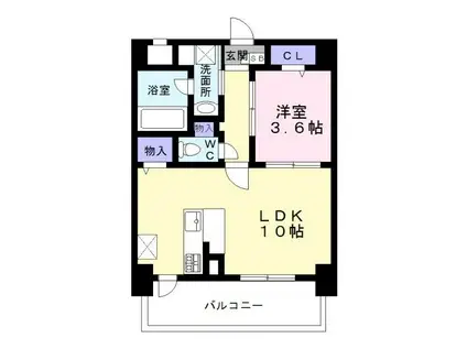 ペリドット長居公園前(1LDK/2階)の間取り写真