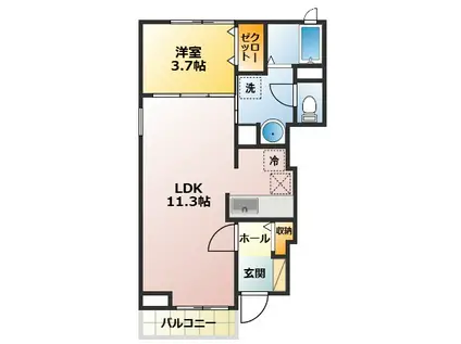 上水南ハウス(1LDK/1階)の間取り写真
