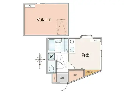 江北7丁目ハイツ(ワンルーム/2階)の間取り写真