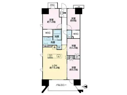 レーベン水戸 ONE STATE TOWER(4LDK/5階)の間取り写真