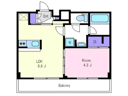 ガーラ・ヴィスタ調布(1LDK/4階)の間取り写真