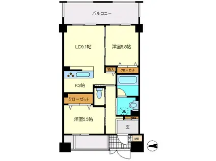 ガーデンコート蒲田 B棟(2LDK/5階)の間取り写真