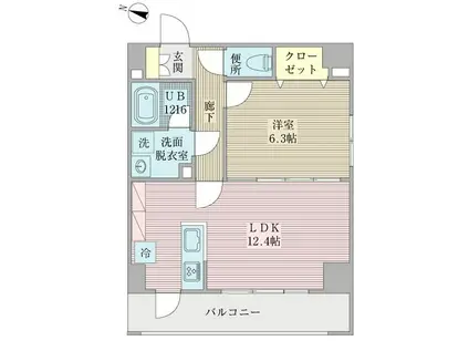 TS.MANSION 壱番館(1LDK/6階)の間取り写真