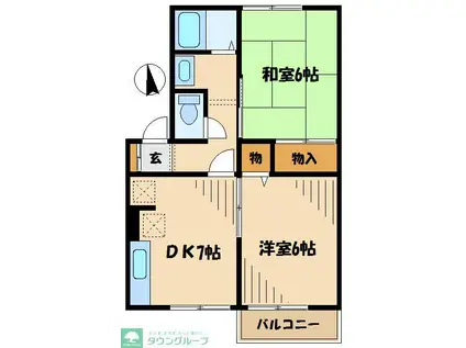 桜ハイツ(2DK/1階)の間取り写真