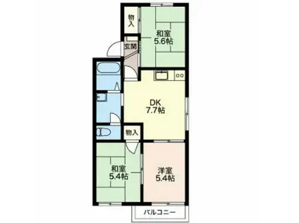 サザンウィンドBC棟(3DK/2階)の間取り写真