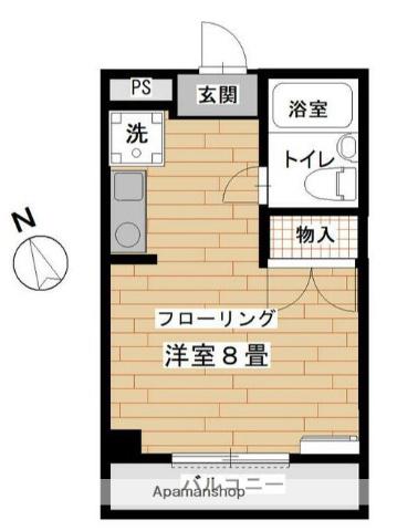 アヴェニール鵠沼(1K/2階)の間取り写真