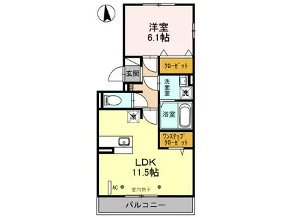 グレードV(1LDK/3階)の間取り写真