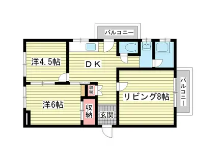 第1スカイマンション(2LDK/3階)の間取り写真