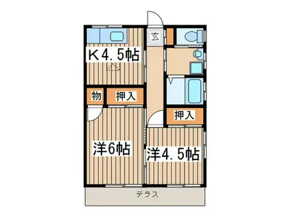 白鷺ハイツ(2K/1階)の間取り写真