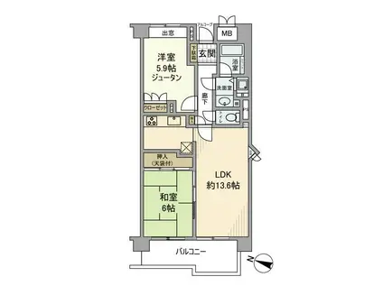 武蔵境ヒルズ(2LDK/5階)の間取り写真