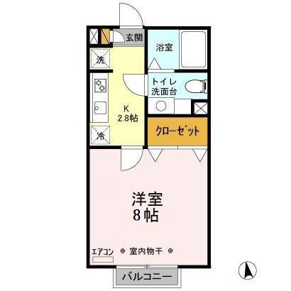 COZYVILLA(1K/2階)の間取り写真