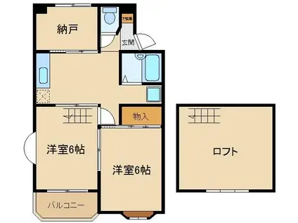 ペティメントI(2SDK/4階)の間取り写真