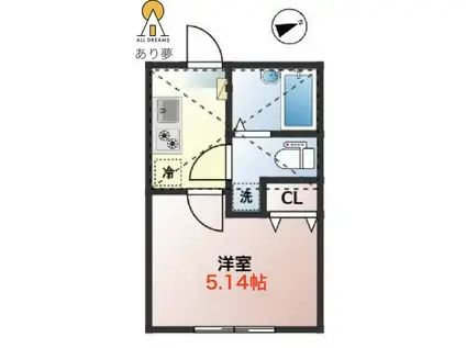 PRUNUS保土ヶ谷III(1K/2階)の間取り写真