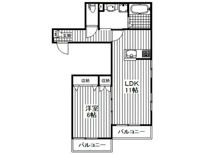 エクシオール成城(1LDK/1階)の間取り写真