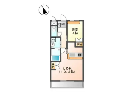 オーピュール(1LDK/3階)の間取り写真