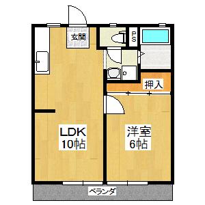 パナハイツ今熊III(1LDK/2階)の間取り写真