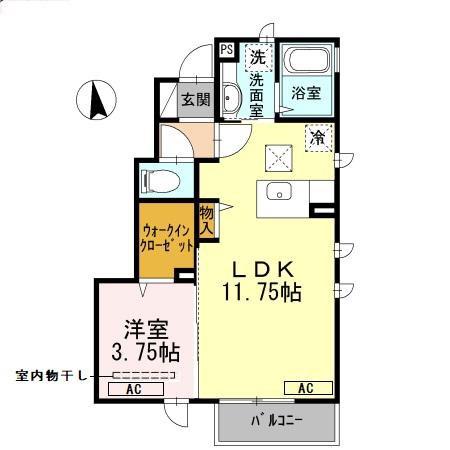 アンジュ三原台(1LDK/1階)の間取り写真