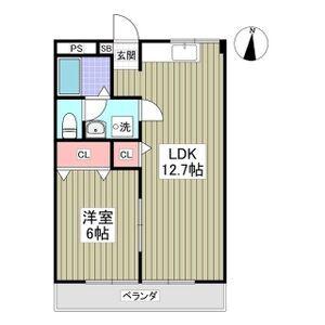 第二サンライフ大嶋(1LDK/1階)の間取り写真