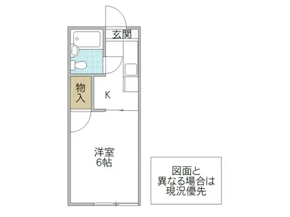 ふじハイツ(ワンルーム/2階)の間取り写真