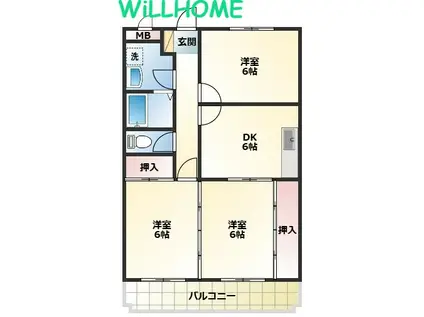 グレース吉田(3DK/4階)の間取り写真