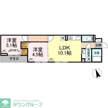 セレスティア南花畑II(2LDK/1階)の間取り写真