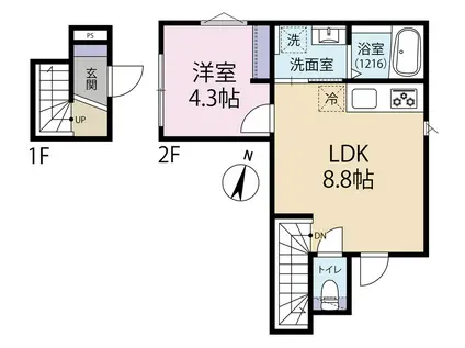 CHEST(1LDK/2階)の間取り写真
