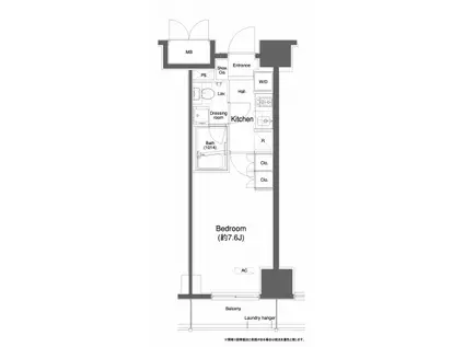 プラウドフラット白金高輪(1K/3階)の間取り写真