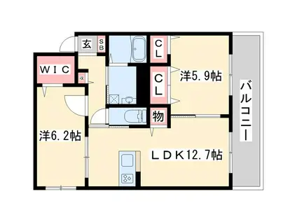シャーメゾンHARU(2LDK/2階)の間取り写真