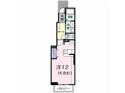 トゥールコネッサンス(ワンルーム/1階)の間取り写真
