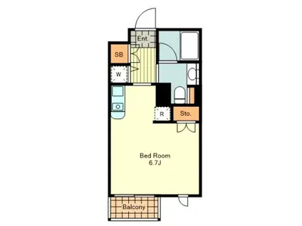 ベルヴュ国立(ワンルーム/1階)の間取り写真