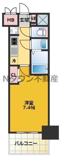プレサンスジェネ新栄町駅前 葵(1K/15階)の間取り写真