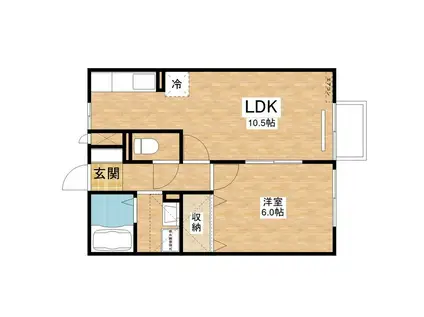 ベルコート木の座(1LDK/2階)の間取り写真