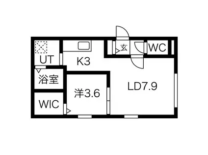 ベリッシモミヤノサワ(1LDK/2階)の間取り写真