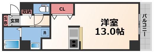 ベローナ(ワンルーム/6階)の間取り写真
