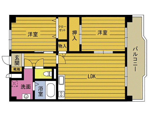 岡田ビル(2LDK/3階)の間取り写真