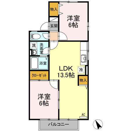 セジュール安東(2LDK/2階)の間取り写真