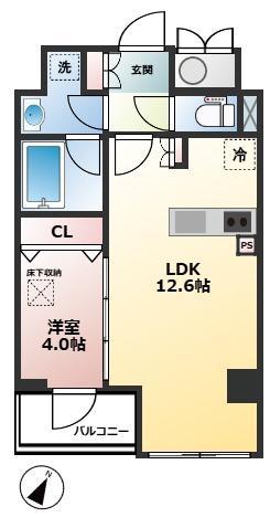 ルジェンテ・リベル日本橋濱町(1LDK/6階)の間取り写真