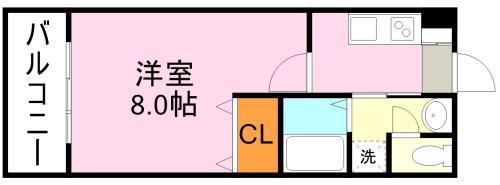 LEAD IN AIS鹿大前(1K/5階)の間取り写真