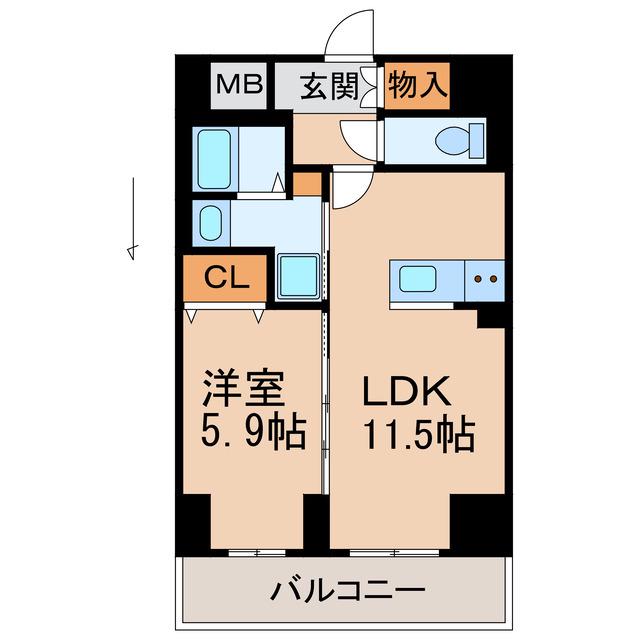 グランメール田中町(1LDK/2階)の間取り写真