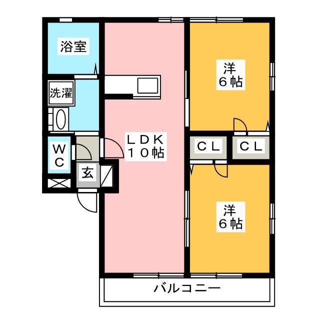 メイプルI(2LDK/1階)の間取り写真
