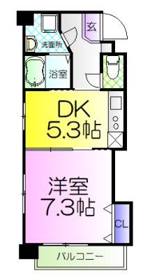 プリエール石津(1DK/8階)の間取り写真
