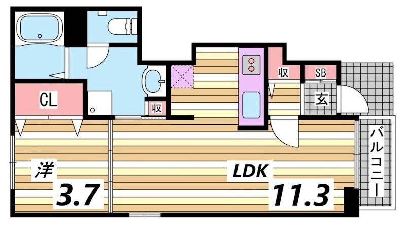 エクセラン國木II(1LDK/1階)の間取り写真