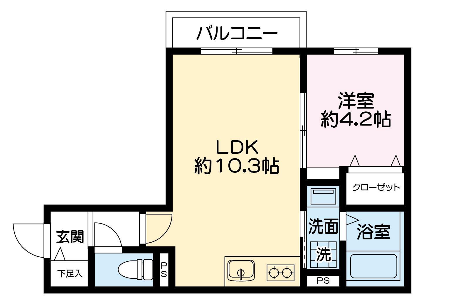ラ・シック 蕨(1LDK/1階)の間取り写真