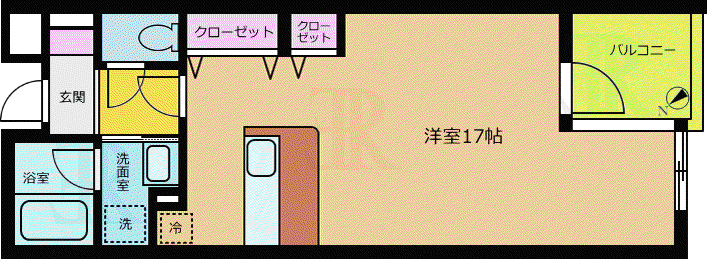 パリセード(ワンルーム/1階)の間取り写真