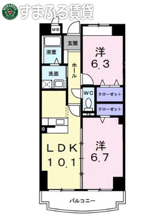 パローレ20(2LDK/5階)の間取り写真