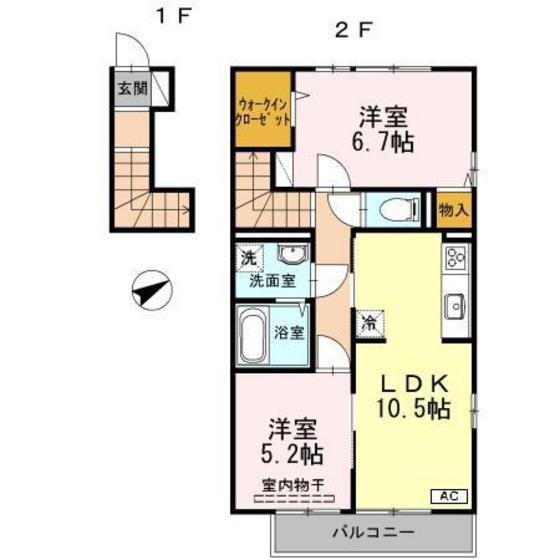 セジュールK(2LDK/2階)の間取り写真