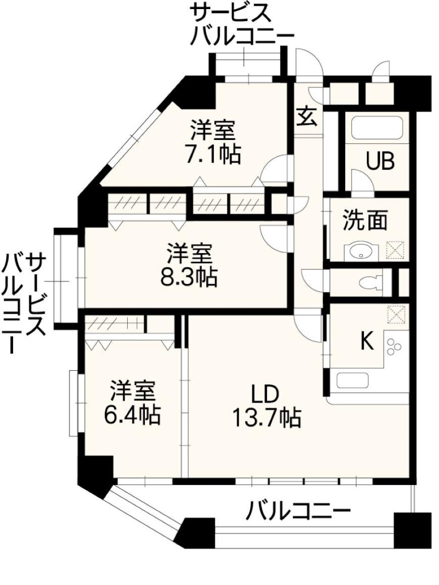 ホワイトステージ城西(3LDK/6階)の間取り写真