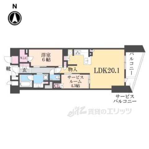 ブランズ京都河原町通(2LDK/5階)の間取り写真