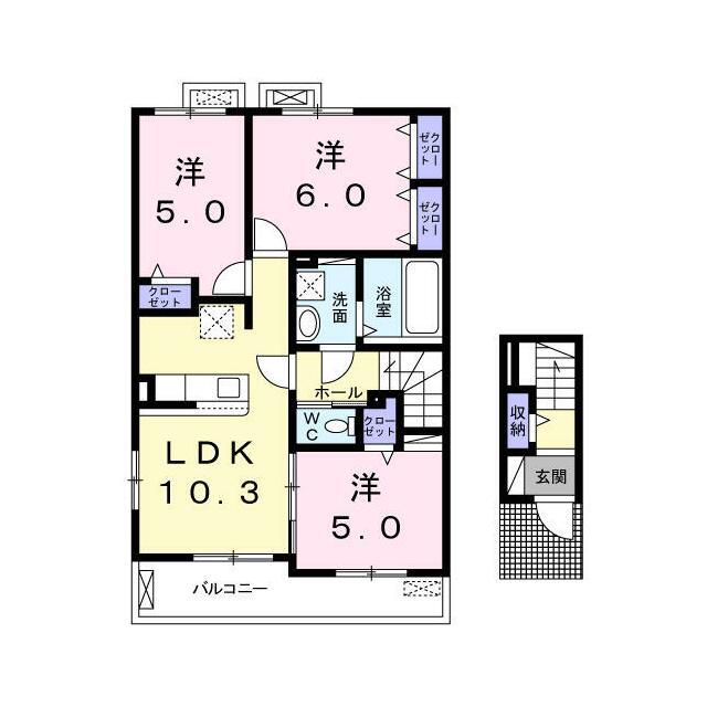 グレースメロウG(3LDK/2階)の間取り写真